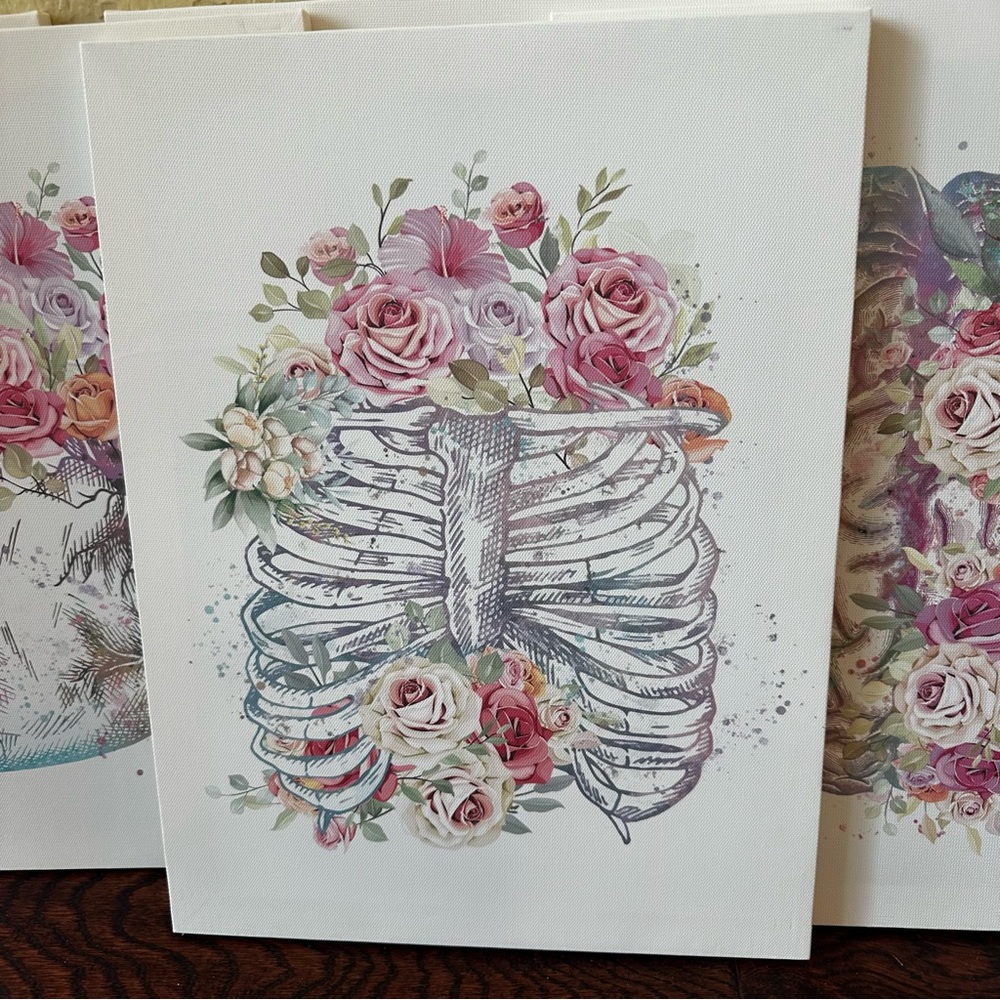 Colorful Floral Anatomy Art Prints Set - Picture 2 of 8